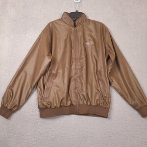 Vintage Silver Fox Jacket Men Large Brown Pebble Beach Golf Full Zip Windbreaker